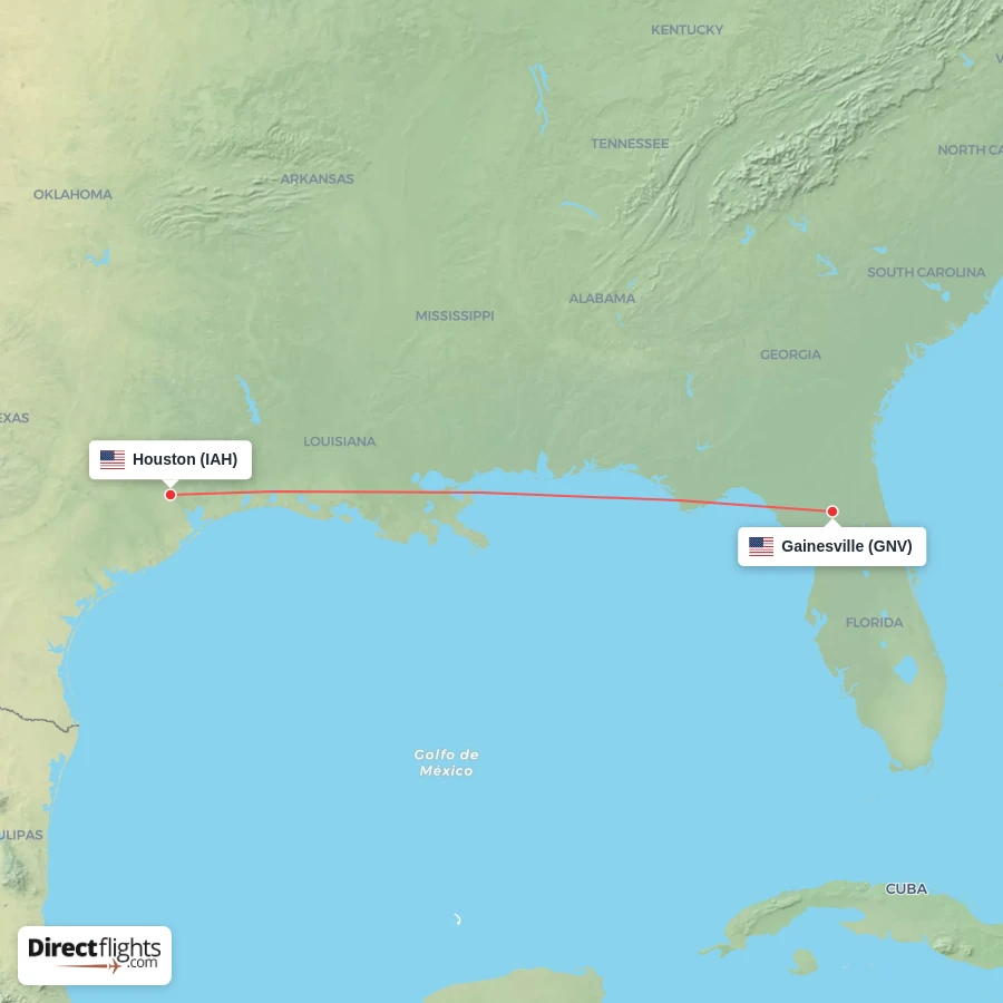 IAH - GNV route map