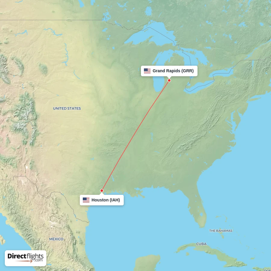 IAH - GRR route map