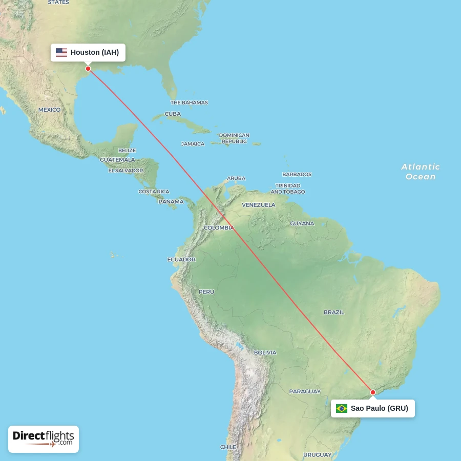 IAH - GRU route map