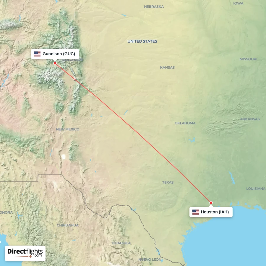 IAH - GUC route map