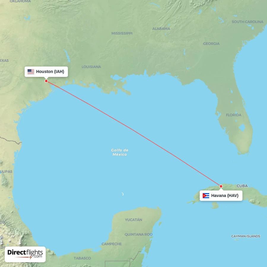 IAH - HAV route map