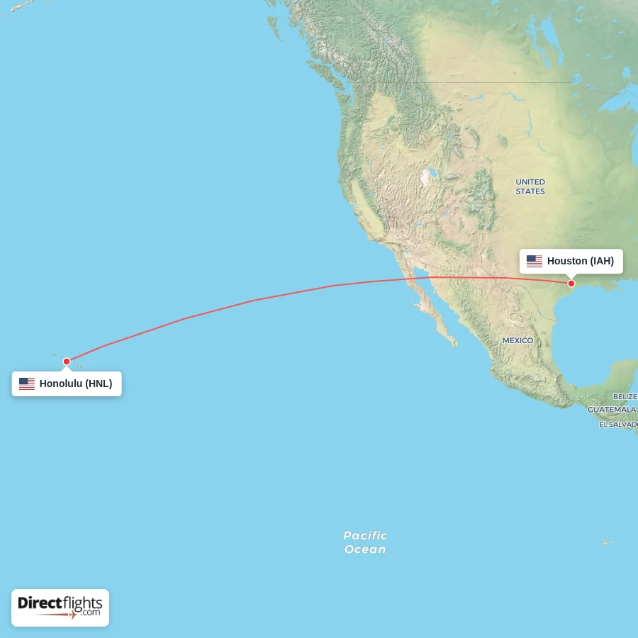 IAH - HNL route map