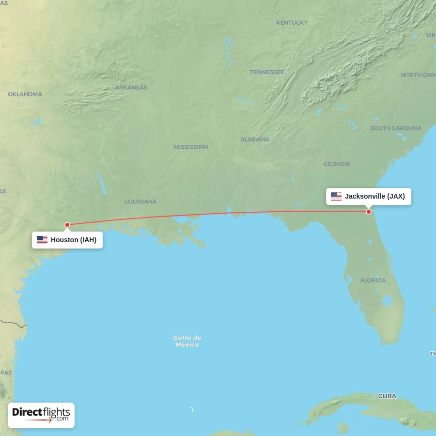 IAH - JAX route map
