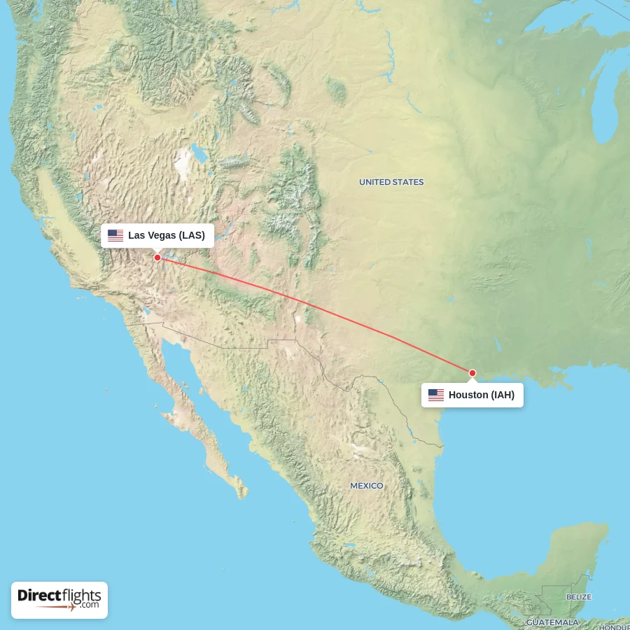 IAH - LAS route map