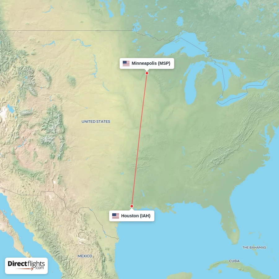 IAH - MSP route map