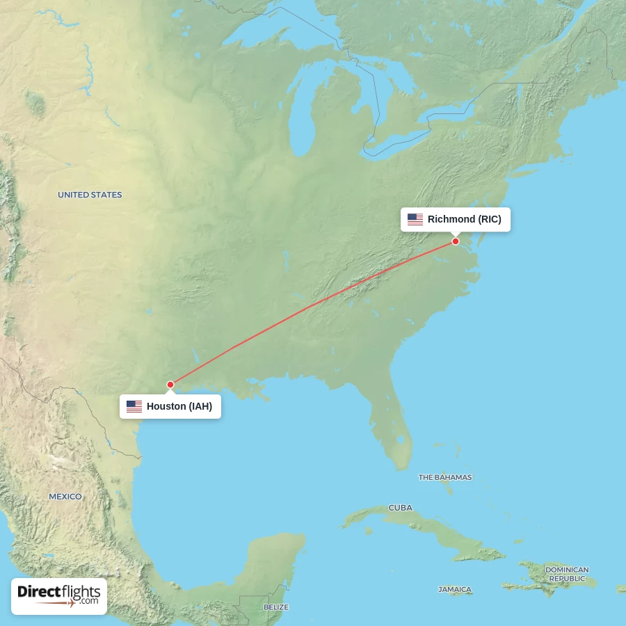 IAH - RIC route map