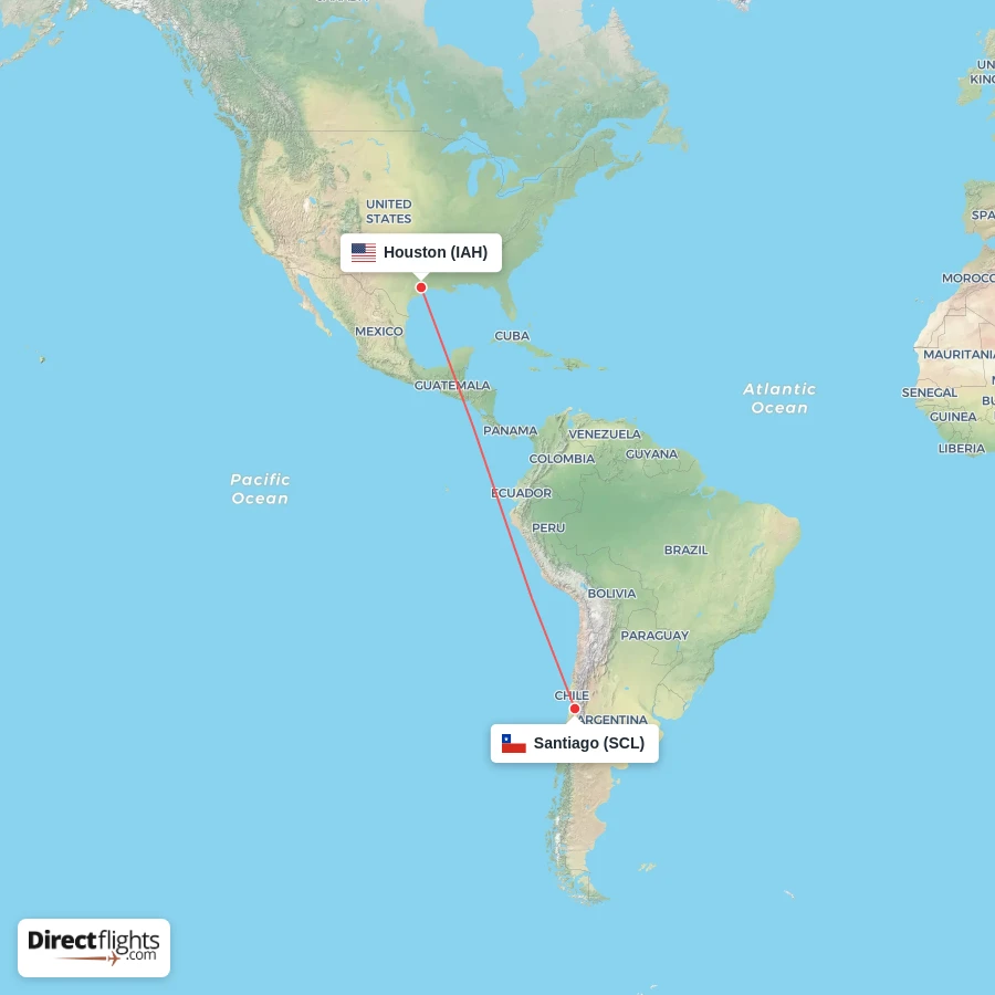 IAH - SCL route map