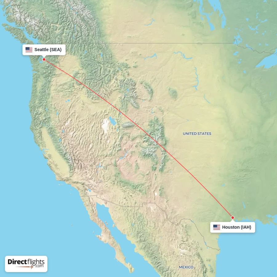 IAH - SEA route map