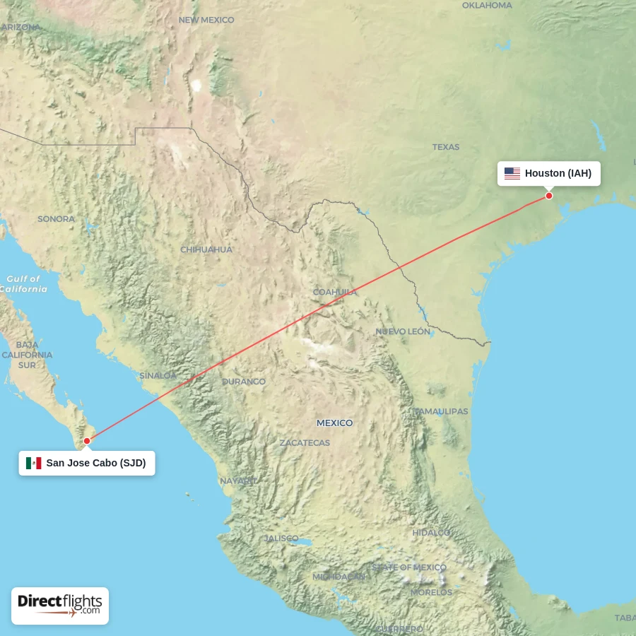 IAH - SJD route map