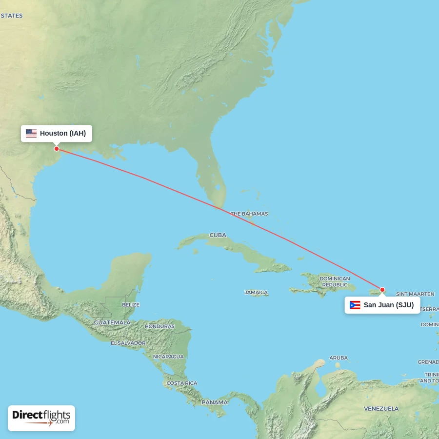 IAH - SJU route map