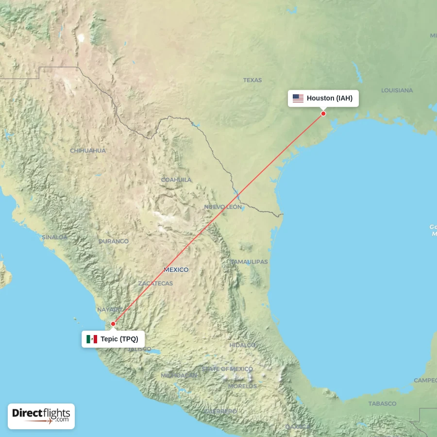 IAH - TPQ route map