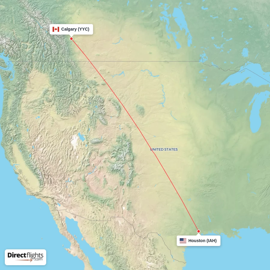 IAH - YYC route map