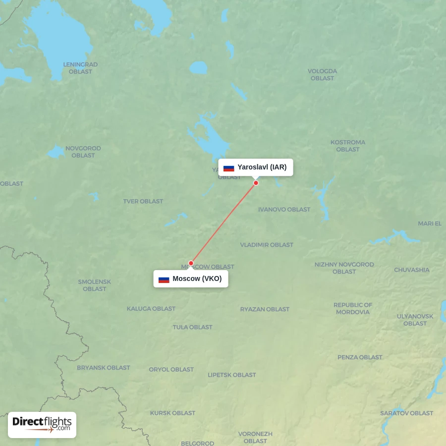 IAR - VKO route map