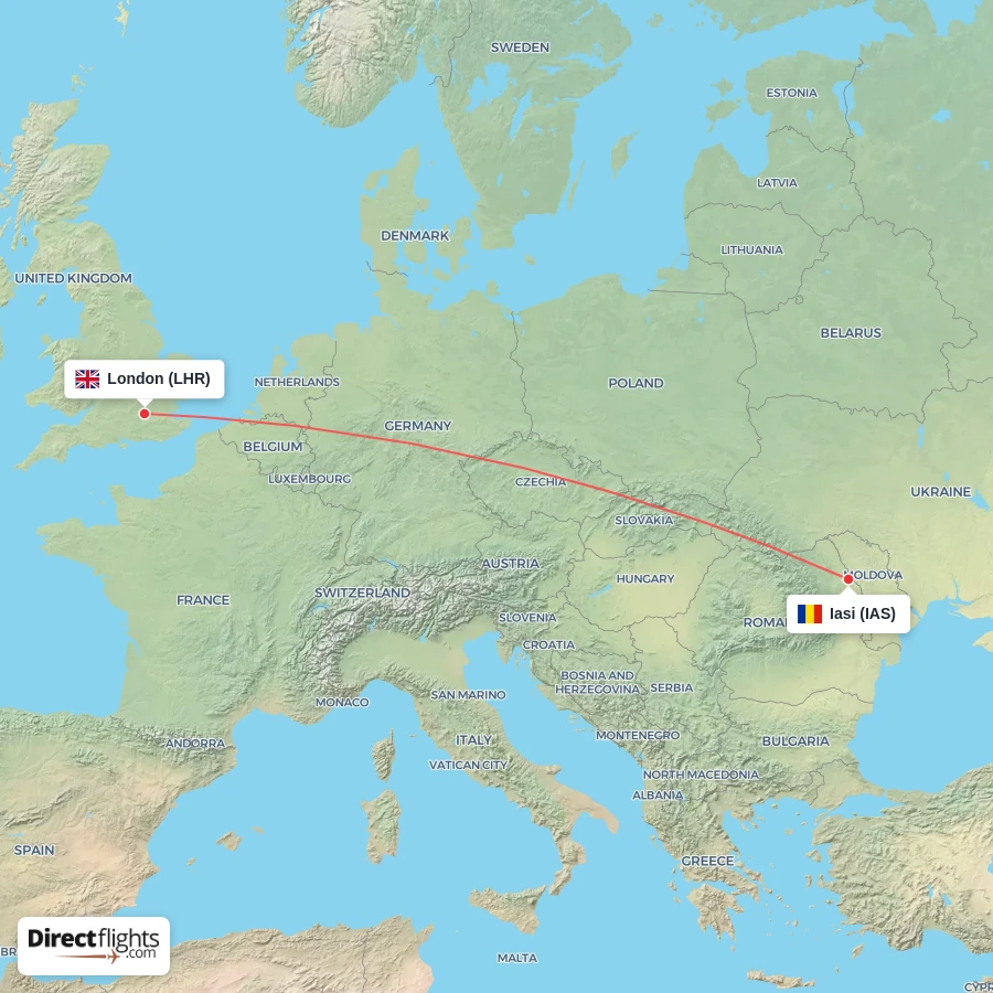 IAS - LHR route map