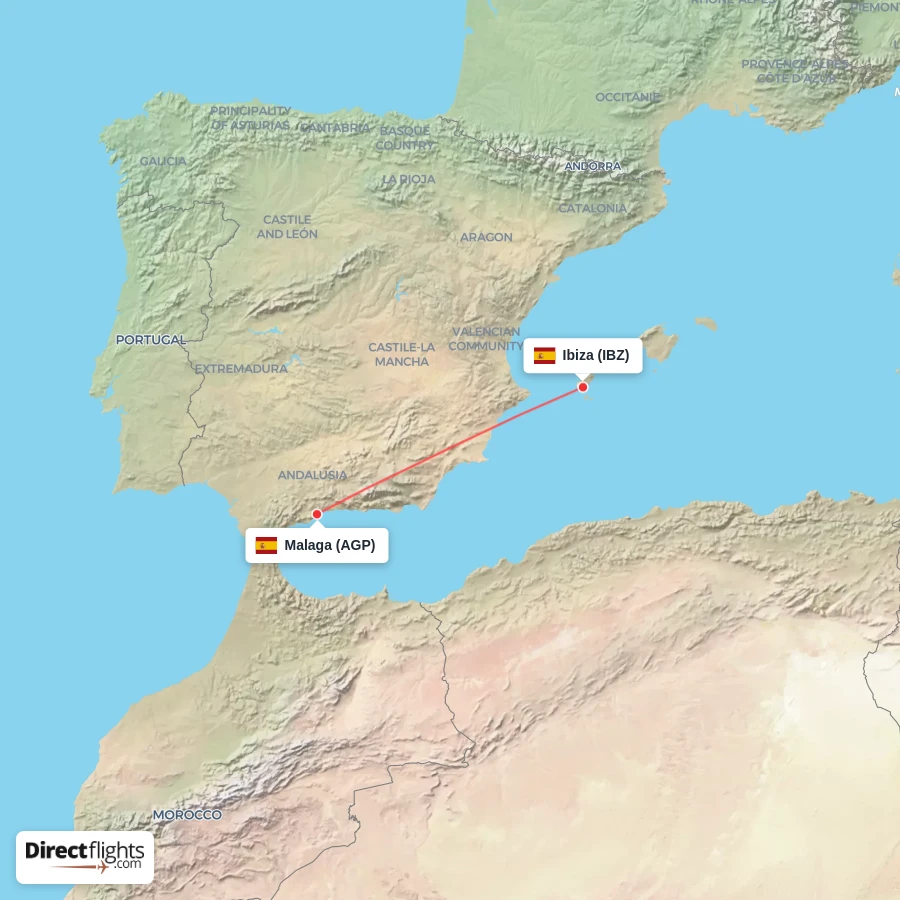 IBZ - AGP route map