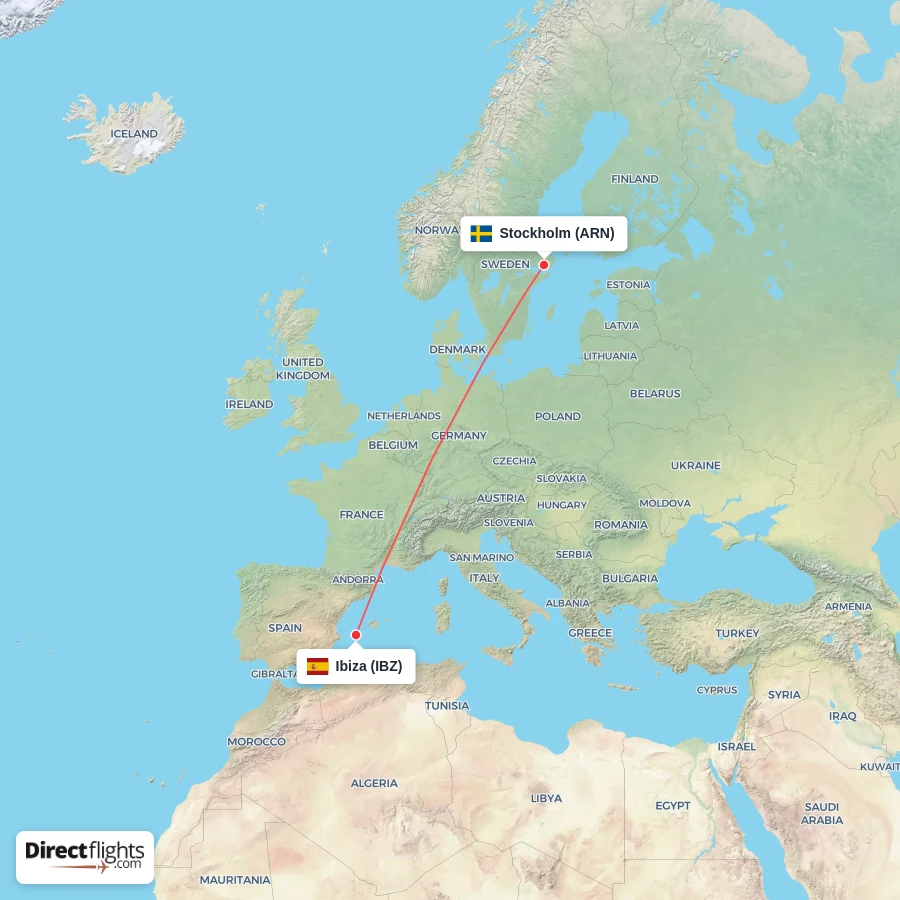 IBZ - ARN route map