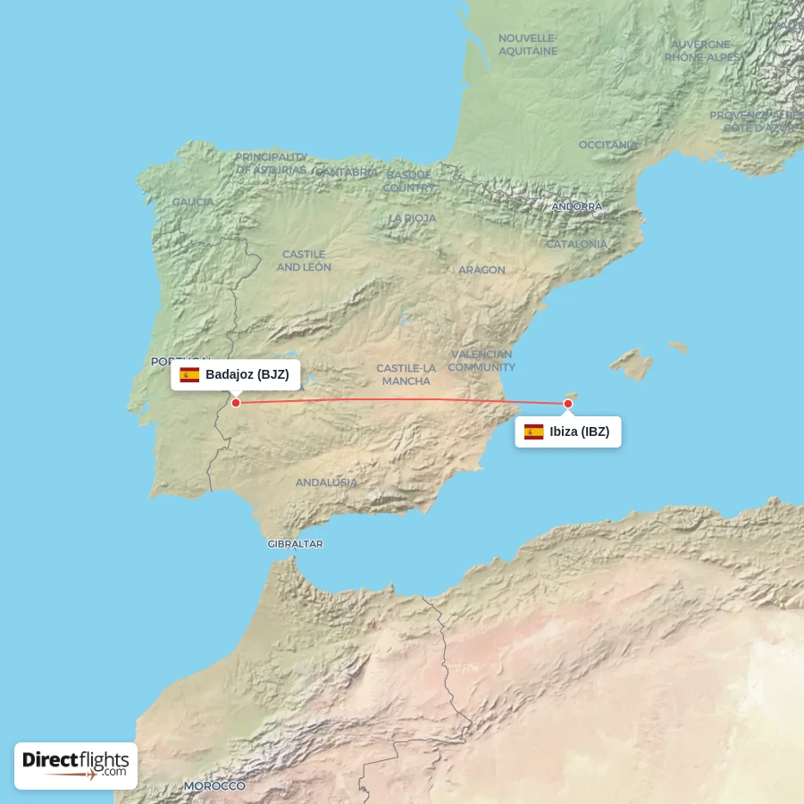 IBZ - BJZ route map