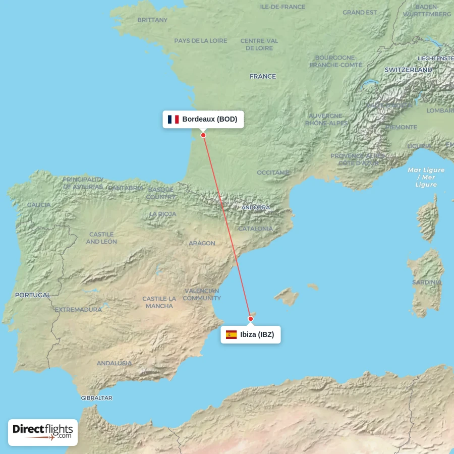 IBZ - BOD route map