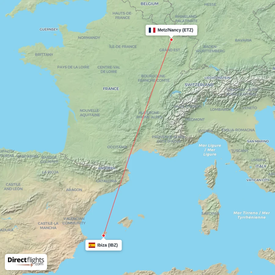 IBZ - ETZ route map