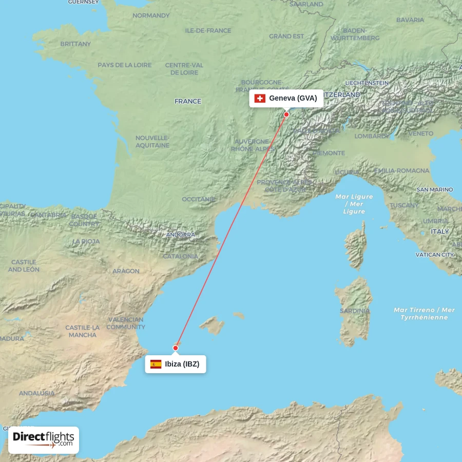 IBZ - GVA route map
