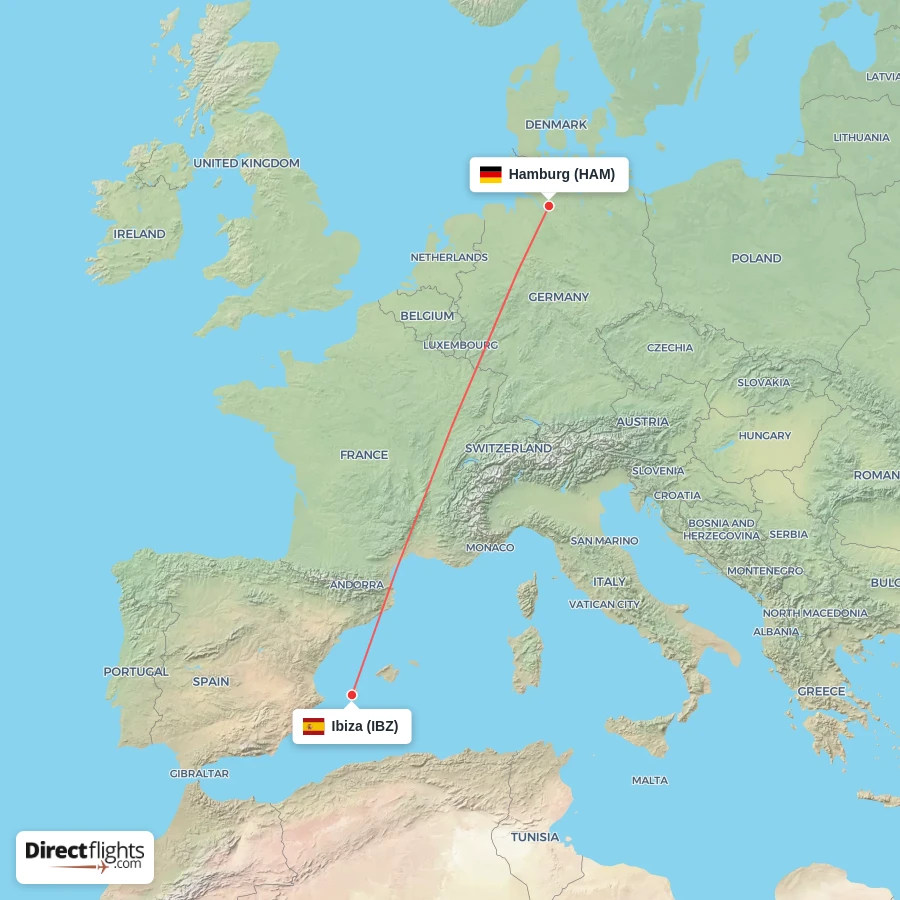 IBZ - HAM route map