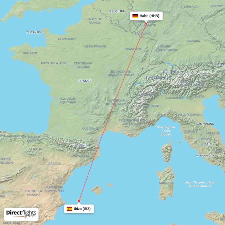IBZ - HHN route map