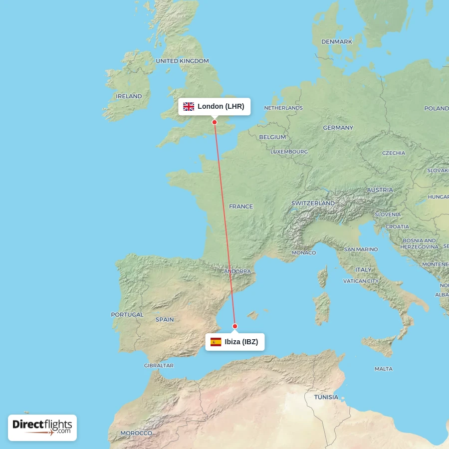 IBZ - LHR route map