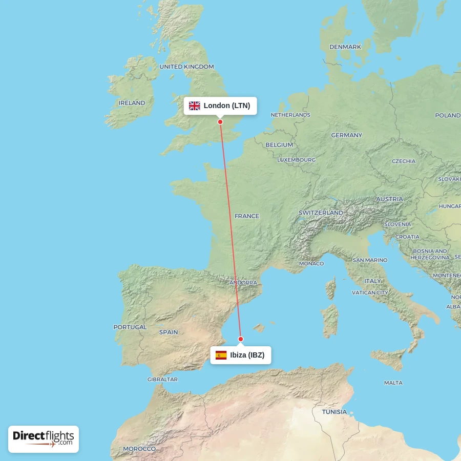 IBZ - LTN route map