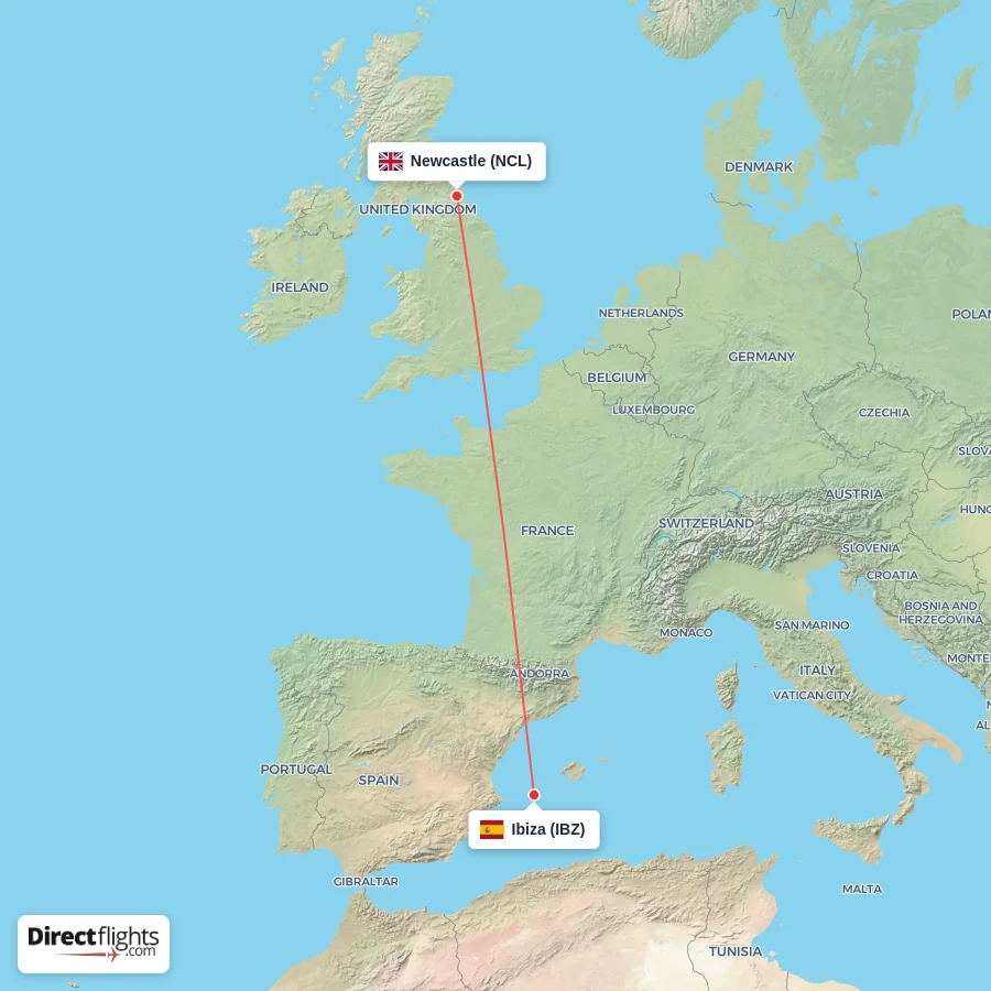IBZ - NCL route map
