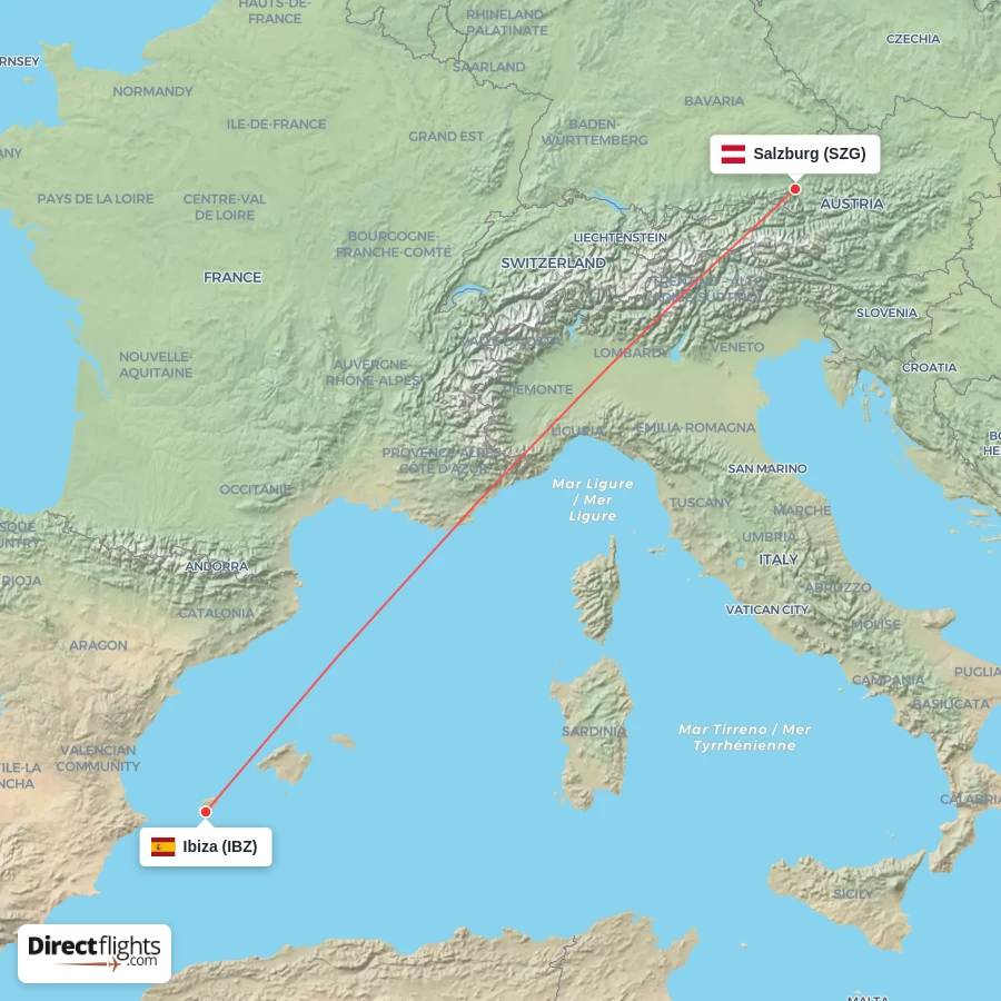 IBZ - SZG route map
