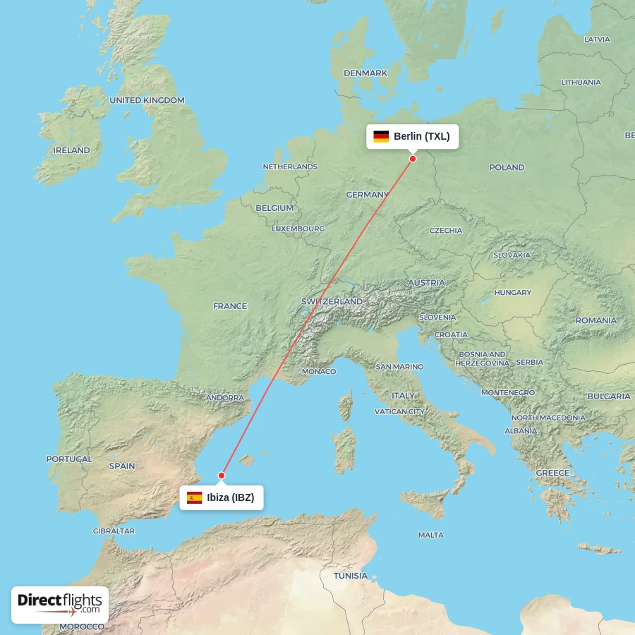 IBZ - TXL route map