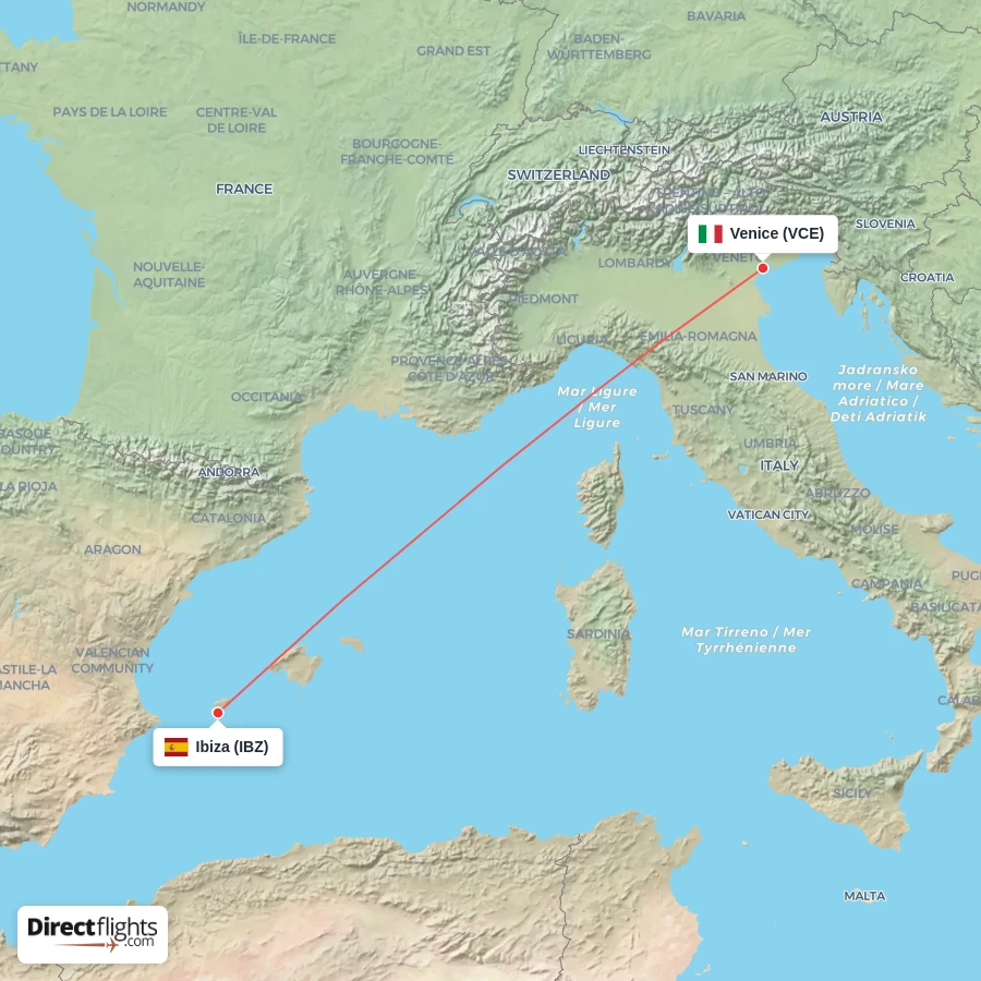 IBZ - VCE route map