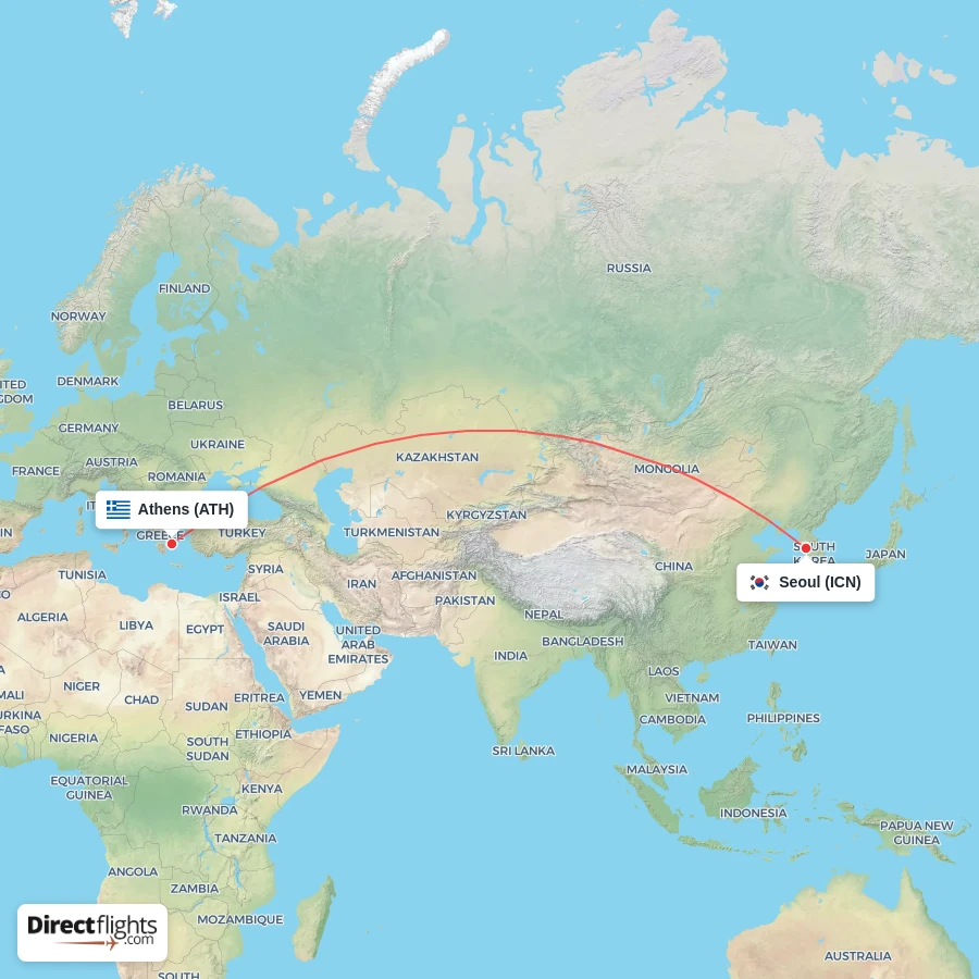 ICN - ATH route map