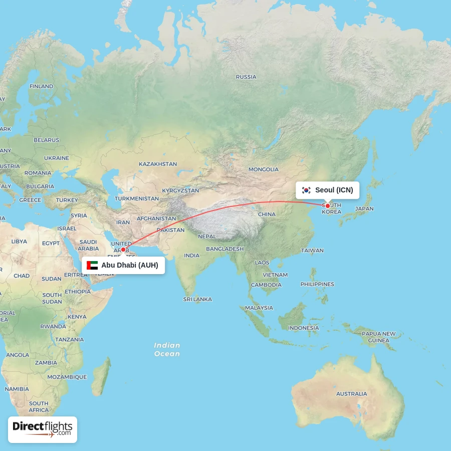 ICN - AUH route map