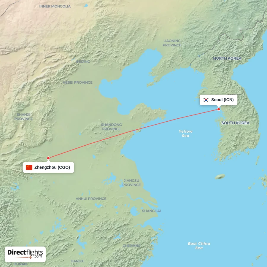 ICN - CGO route map