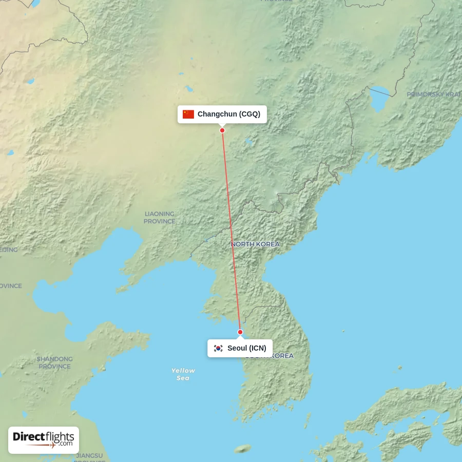 ICN - CGQ route map