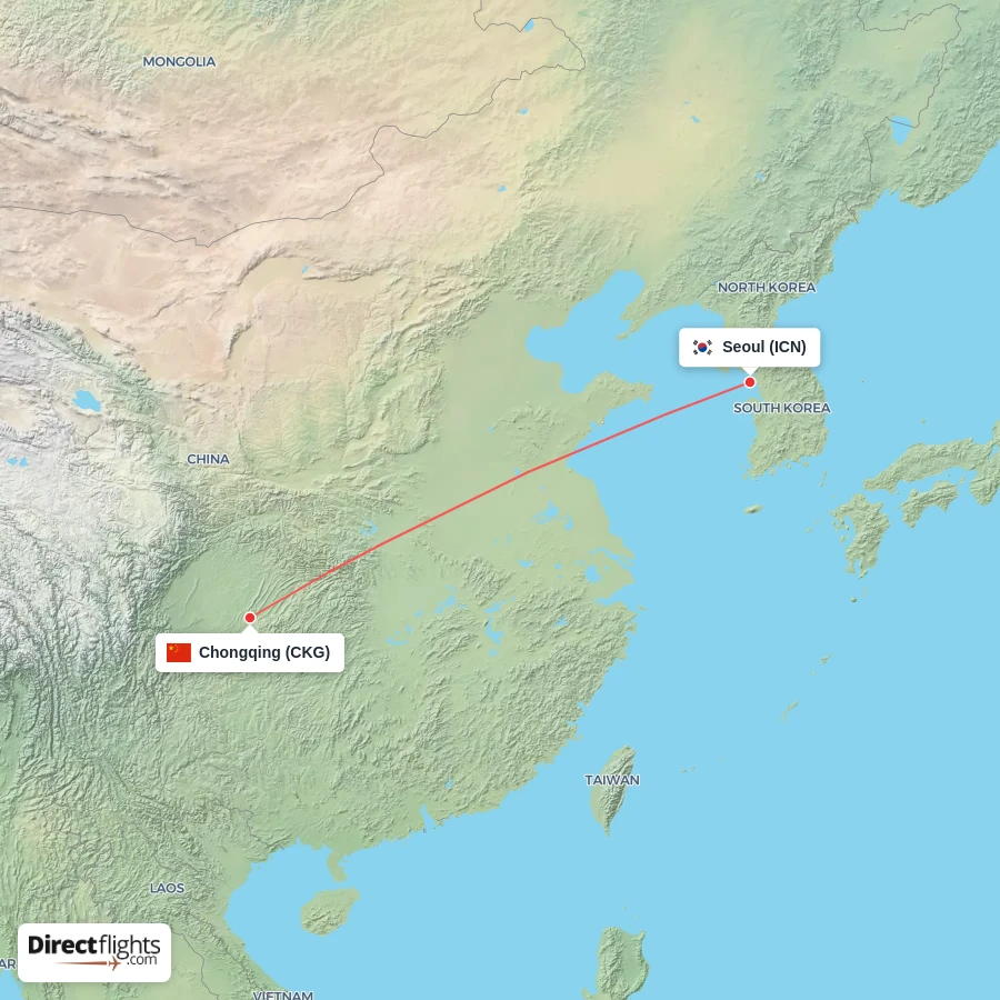ICN - CKG route map