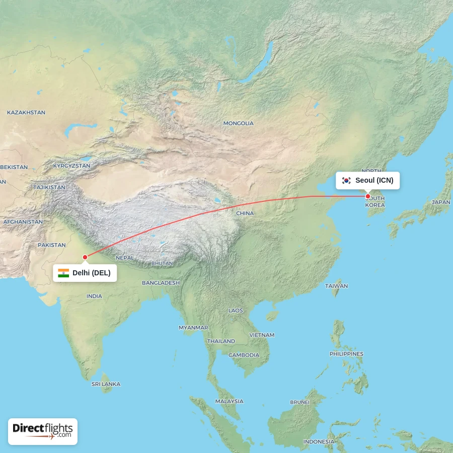 ICN - DEL route map