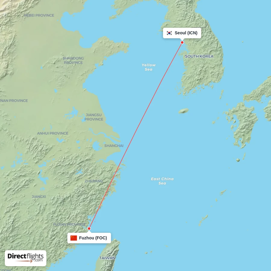 ICN - FOC route map