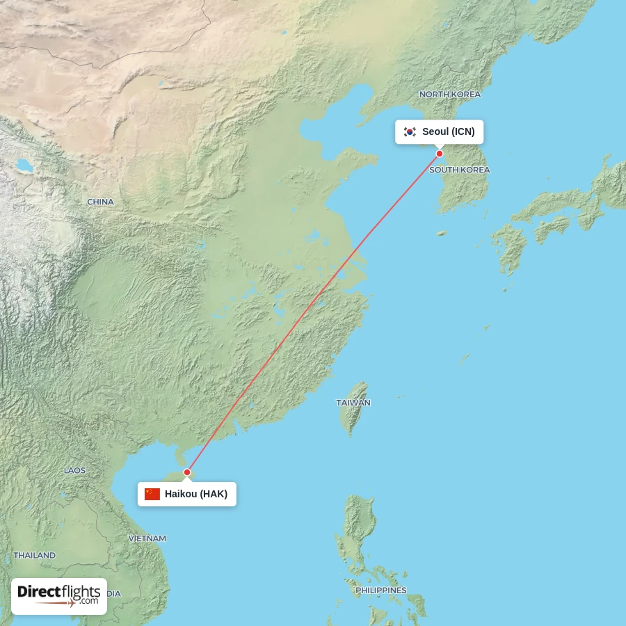 ICN - HAK route map