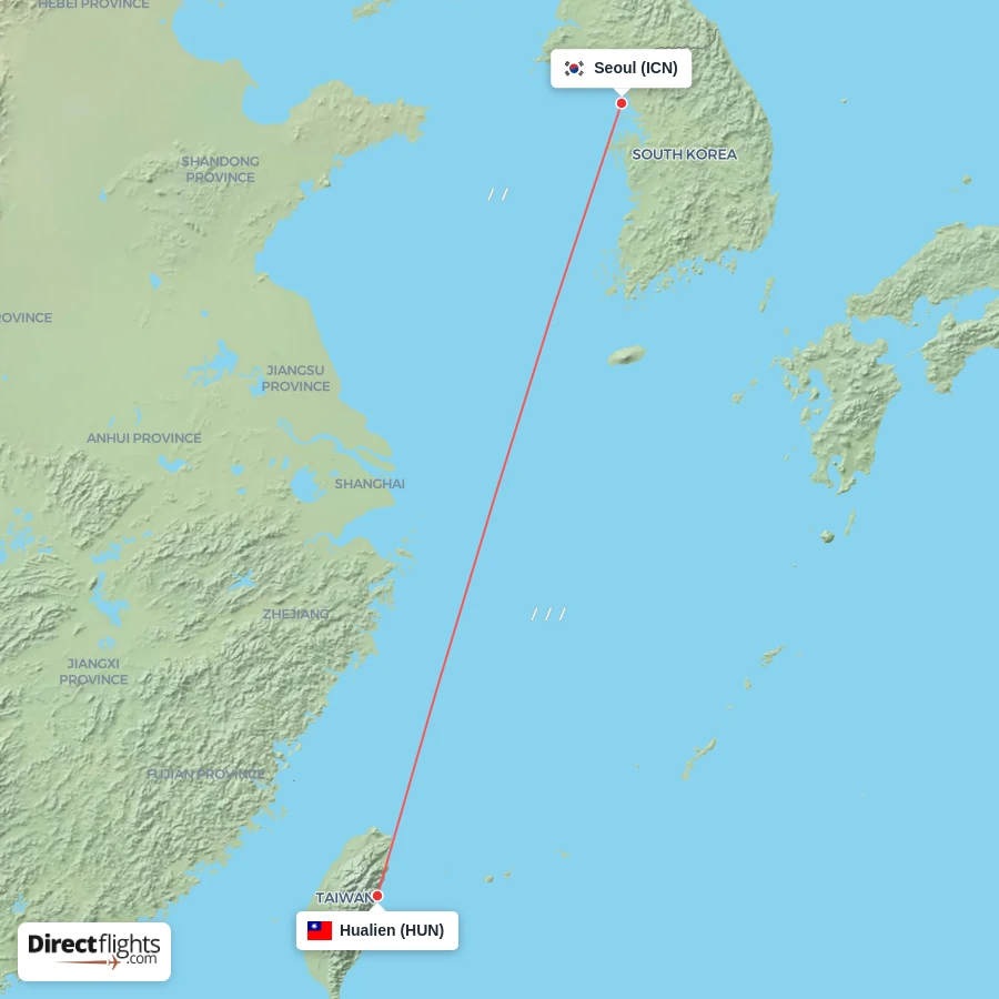 ICN - HUN route map