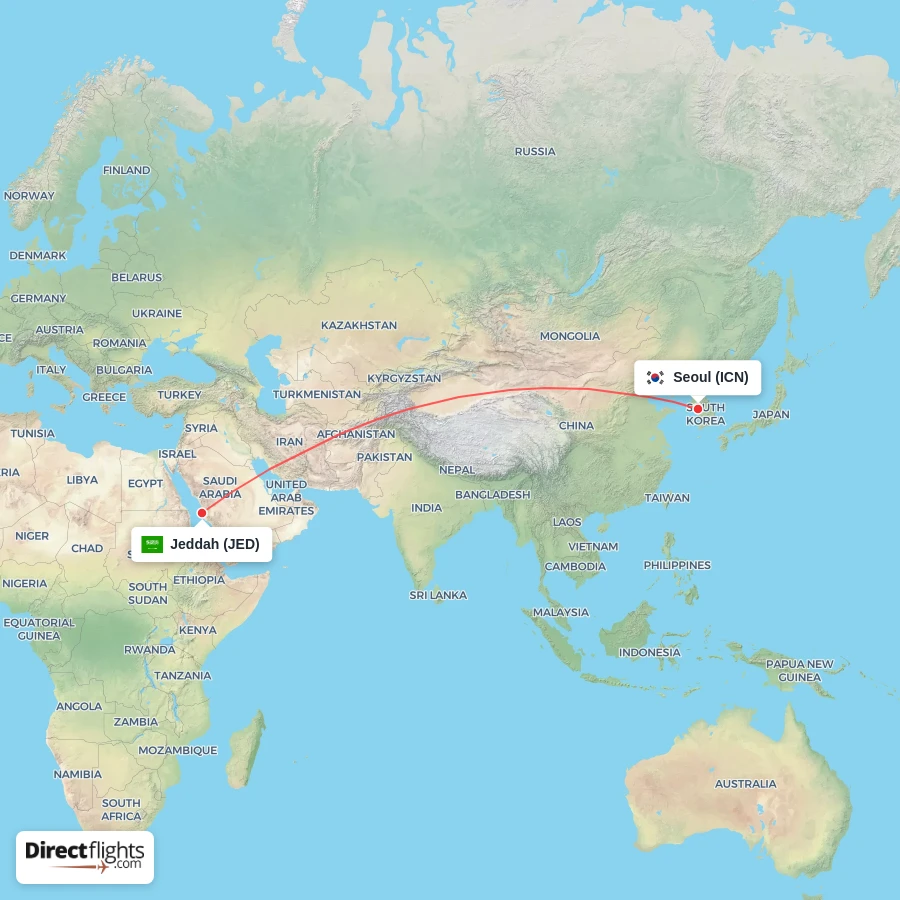 ICN - JED route map