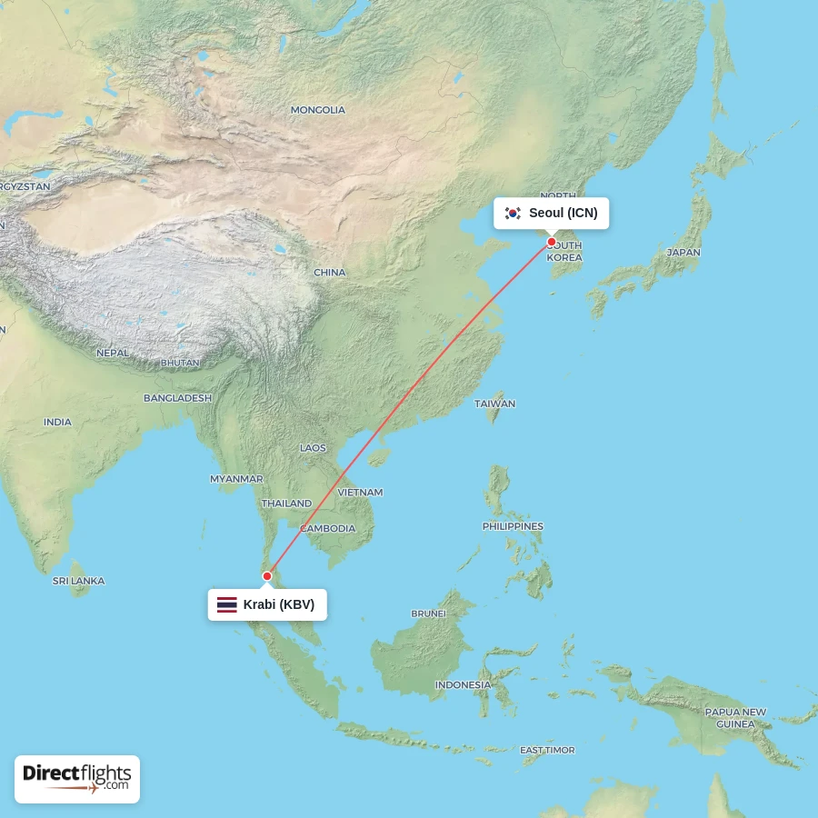 ICN - KBV route map