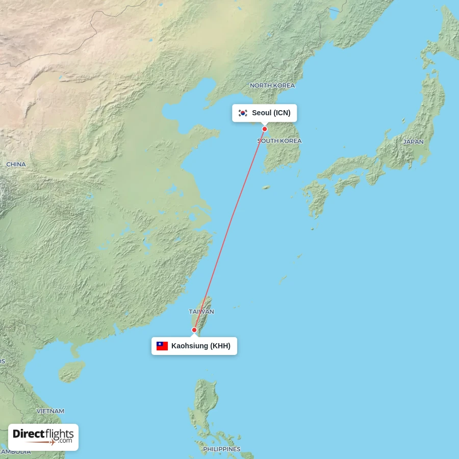 ICN - KHH route map