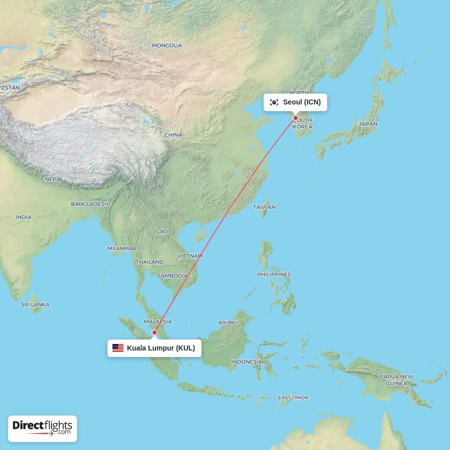 ICN - KUL route map