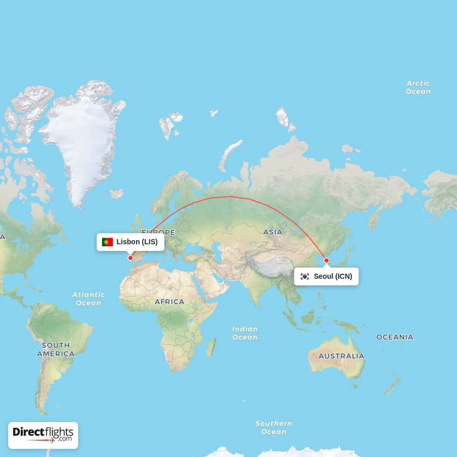 ICN - LIS route map