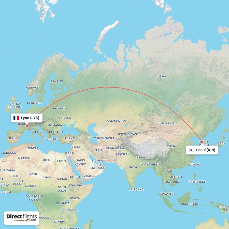 ICN - LYS route map