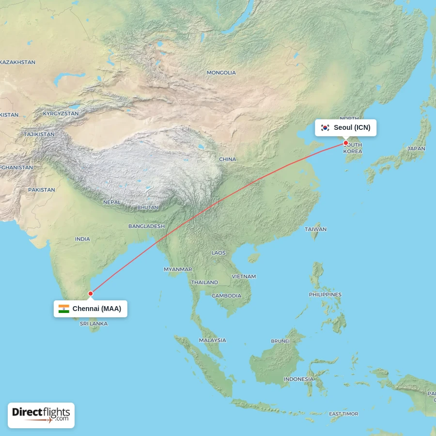 ICN - MAA route map