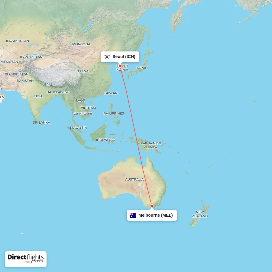 ICN - MEL route map