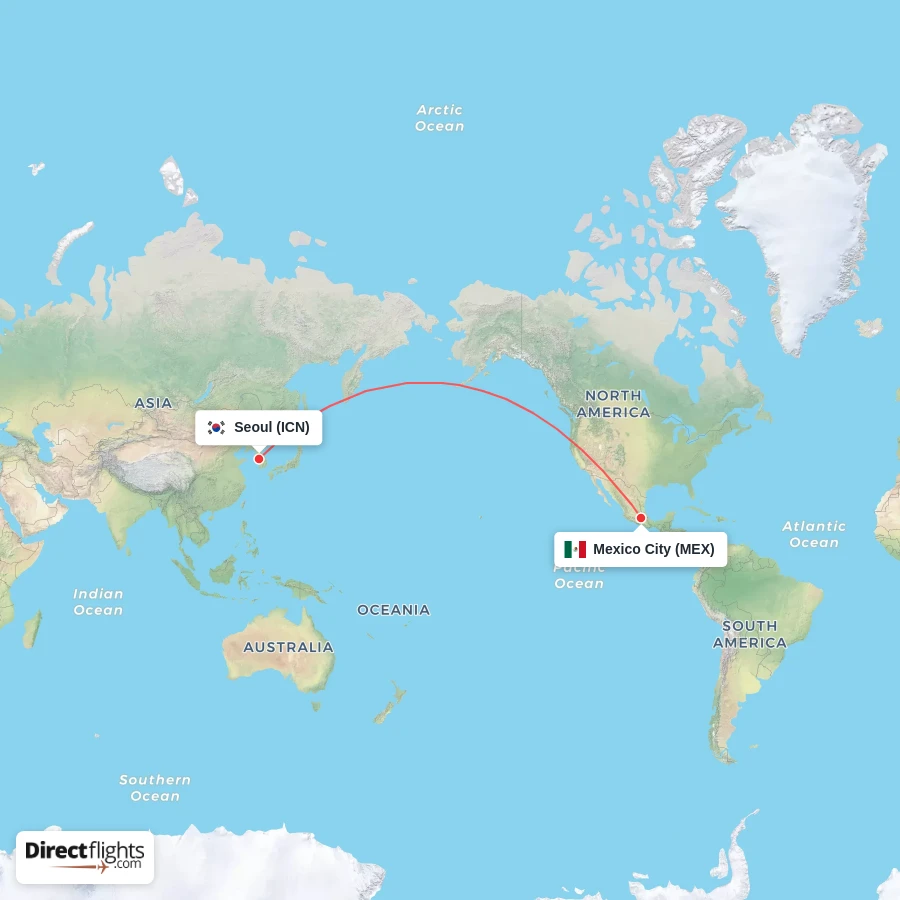 ICN - MEX route map